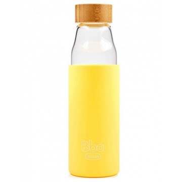 Botella de agua reutilizable de vidrio con funda silicona roja · BBO  Irisana · 300 ml