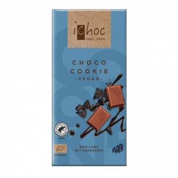 chocolate vegano bio con galletas de cacao 80gr ichoc