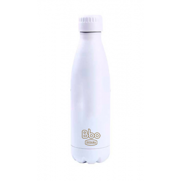 botella bbo termo acero inoxidable 500ml blanco con mosqueton
